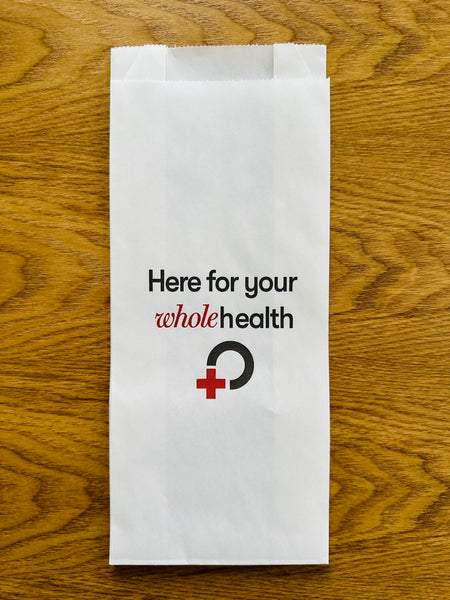 Wholehealth logo 4x2x9 Small White Paper Bags 2000pcs SKU pr35